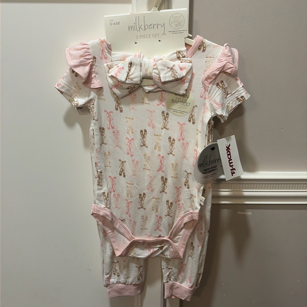 Milkberry 3 piece pj set NWT ballerina
